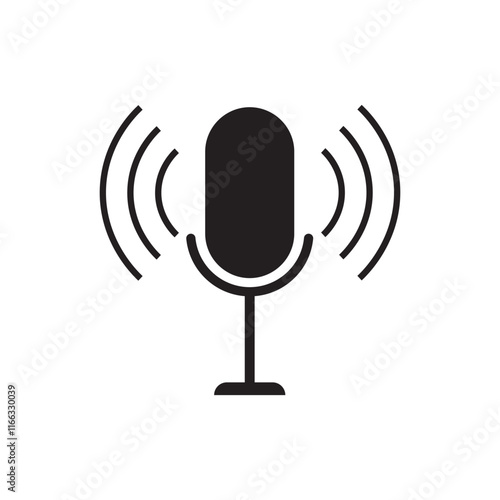 podcast logo with microphone and earphone audio, radio waves. for studio, talk show, chat, information sharing, interview, multimedia.