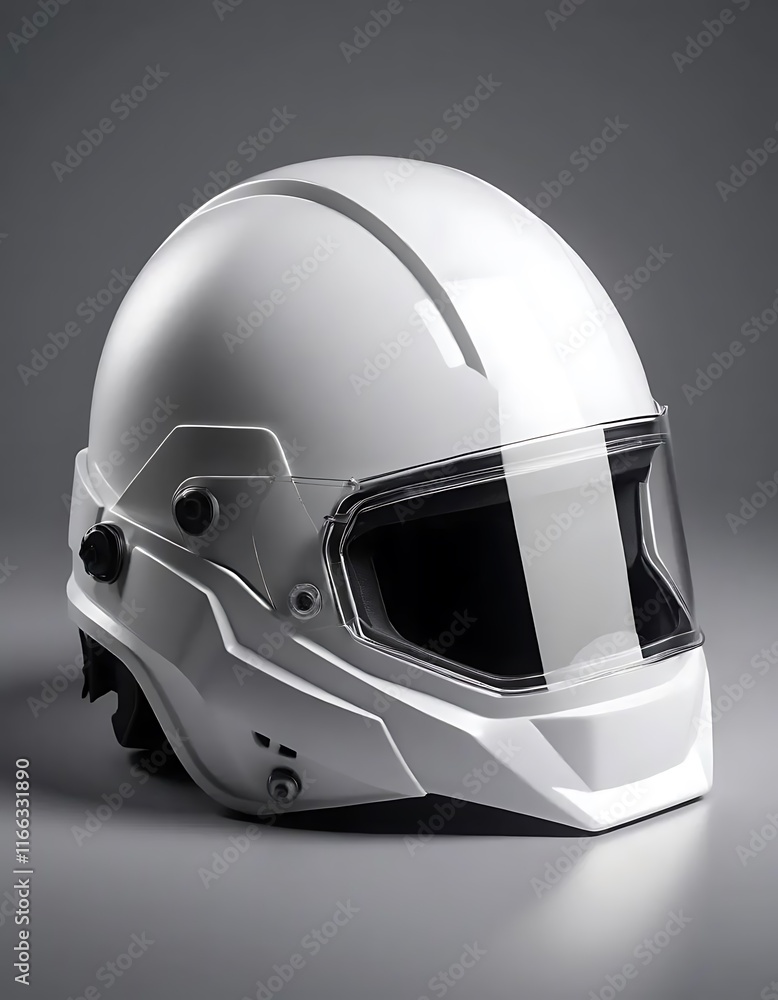 Fototapeta premium Modern White Protective Helmet with Visor