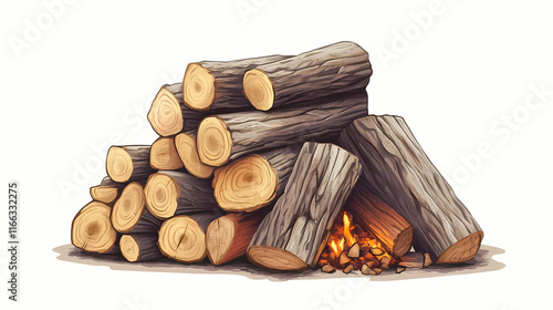 Wallpaper Mural Pile of firewood for fireplace at home. Sapphirewood. Illustration Torontodigital.ca