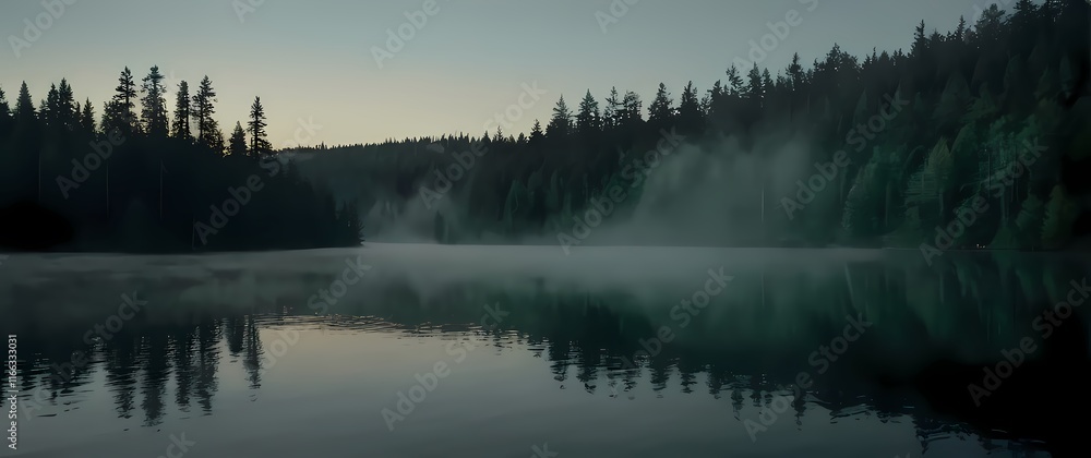Fototapeta premium Captivating lakes framed by dense forests creating peaceful settings inviting reflection