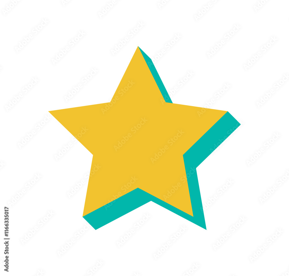 Obraz premium Bold brutalist star icon. Geometric abstract shape with flat design. Unique element with shadow, modern style, and y2k aesthetic. Ideal for creative projects and graphic applications.