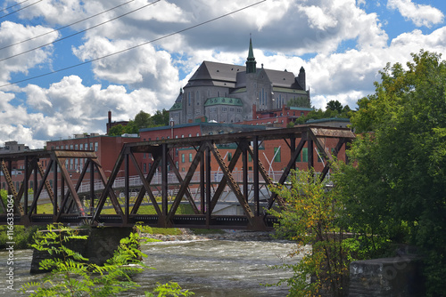 Sherbrooke downtown cityscape Saint Michel Basilica Cathedral photo