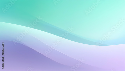 Abstract Pastel Wave Background  Soft Mint Green  Lavender  and White Gradient Curves