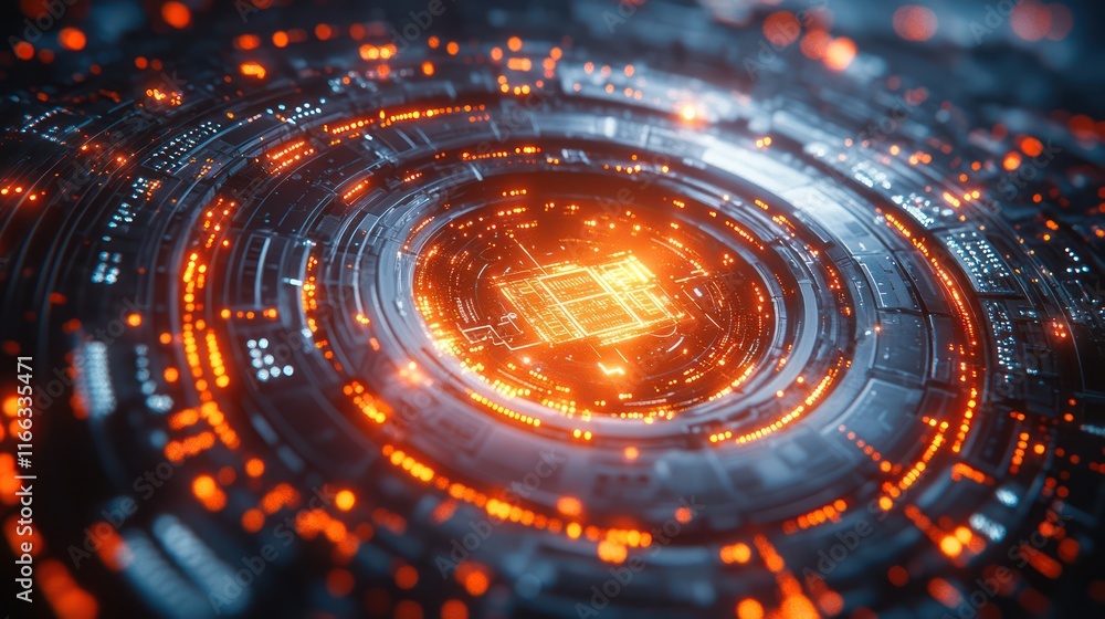 Futuristic Tech Core: Glowing Circuitry and Digital Abstract Futuristic Tech Core: Glowing Circuitry and Digital Abstract