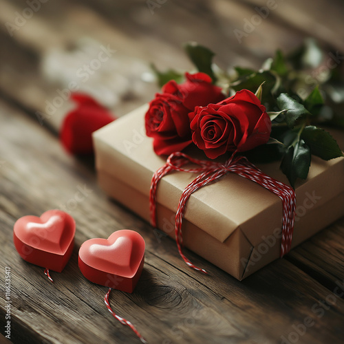 gift box and rose valentine 