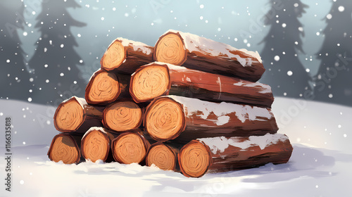 A stack of firewood ready for the colder months ahead. Sapphirewood. Illustration photo