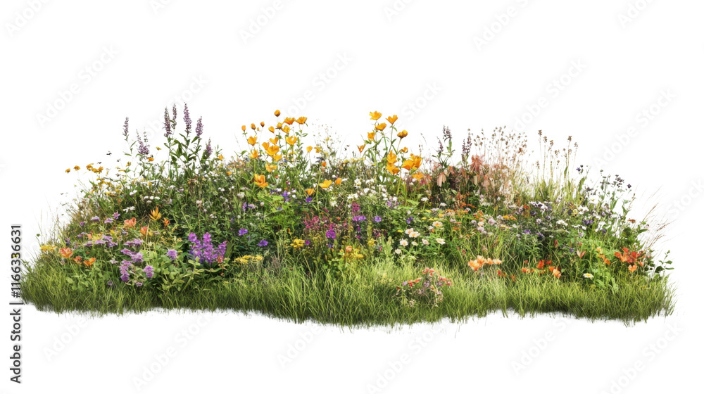 Spring flower meadow transparent background