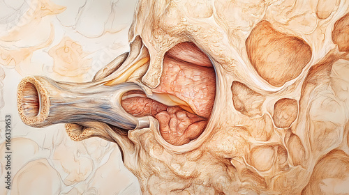 Nasal cavity interior. Etherwood. Illustration photo