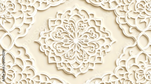 Elegant White Floral Mandala Design Pattern Background