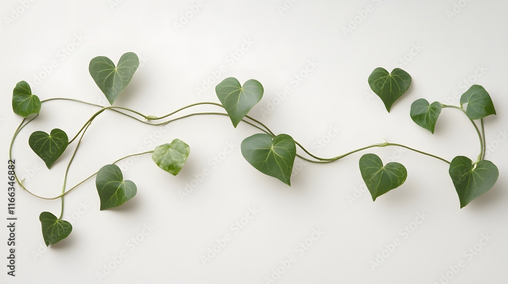 Obraz premium Heart shaped leaves vine on white background