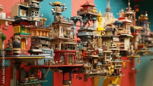 Wallpaper Mural A vibrant display of miniature architectural models showcasing futuristic cityscapes. Torontodigital.ca