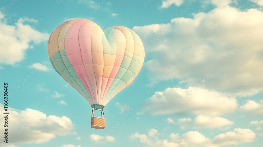 Fototapeta premium Cute Balloon Heart Background Wallpaper