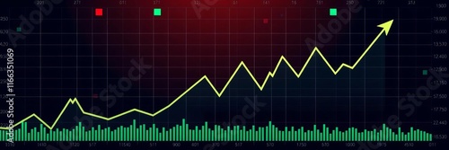 A stock market graph showing a fluctuating pattern of price increase and decrease, stock, increase