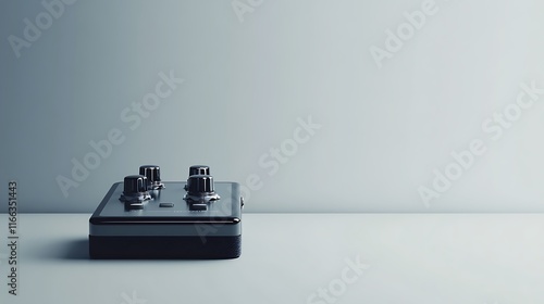 Black Metal Pedal With Knobs On White Background photo