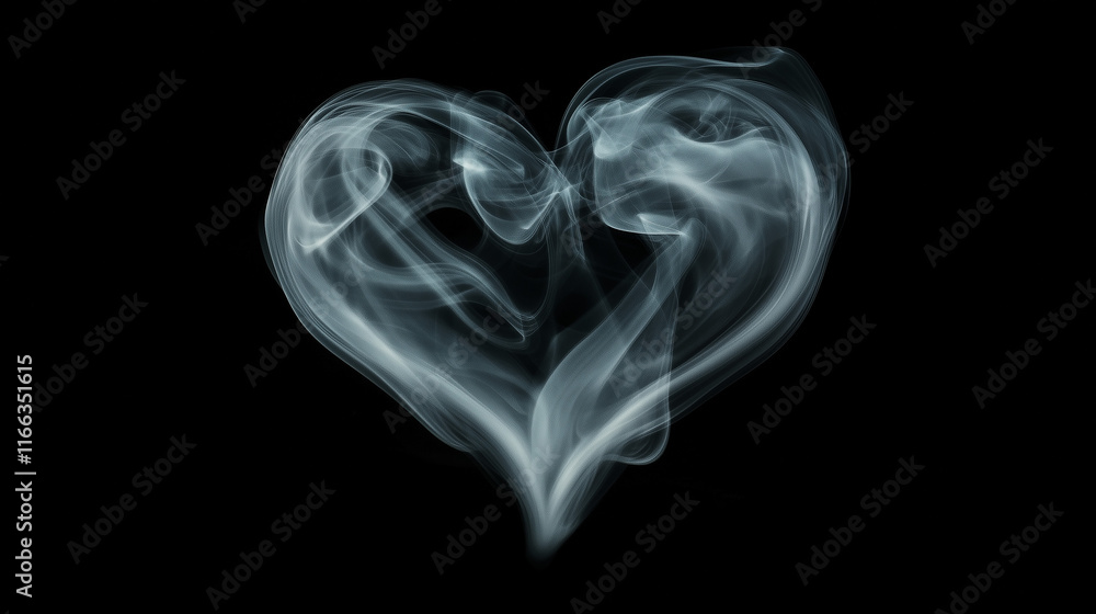 A delicate heart shape formed from swirling, wispy smoke, set against a dark gradient background. A delicate heart shape formed from swirling, wispy smoke, set against a dark gradient background.