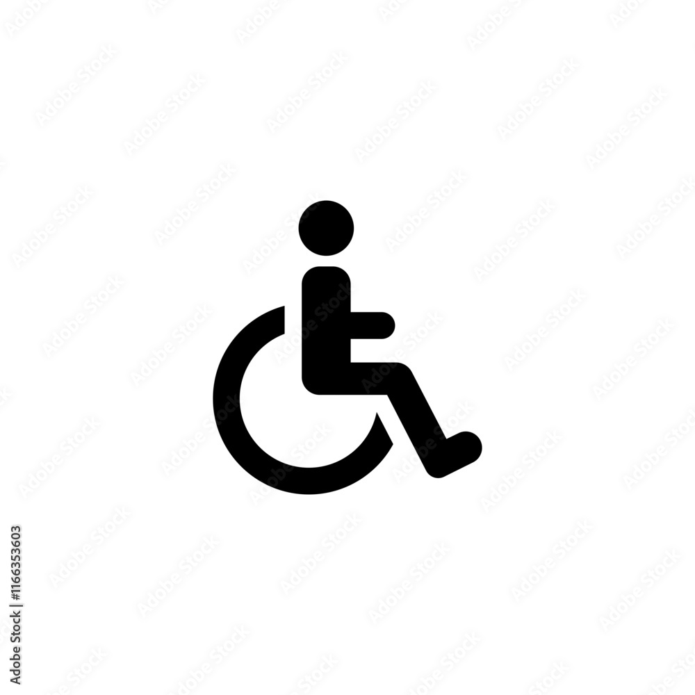 Disable, handicap glyph icon. Simple solid style. Symbol, chair, parking, wheel, access, person, pictogram, reserved, transport concept. Vector illustration isolated. SVG Disable, handicap glyph icon. Simple solid style. Symbol, chair, parking, wheel, access, person, pictogram, reserved, transport concept. Vector illustration isolated. SVG