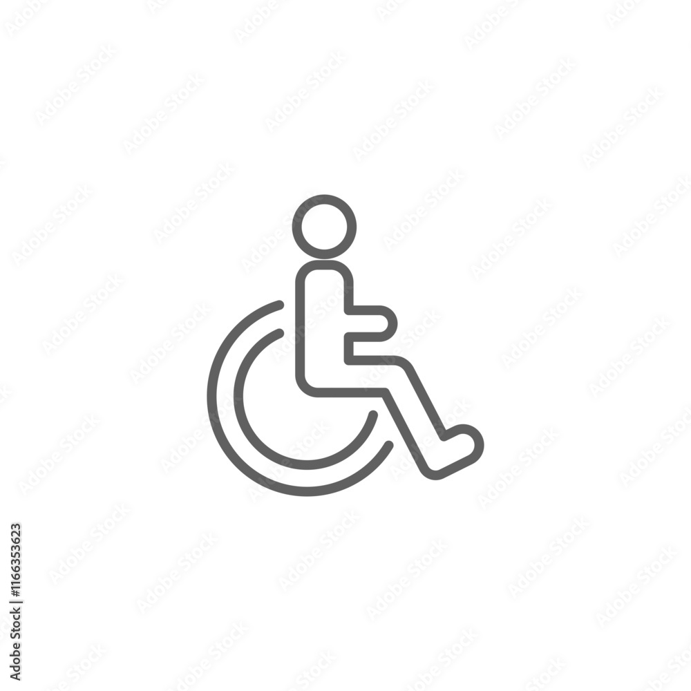 Disable, handicap line icon. Simple outline style. Symbol, chair, parking, wheel, access, person, pictogram, reserved, transport concept. Vector editable stroke. SVG Disable, handicap line icon. Simple outline style. Symbol, chair, parking, wheel, access, person, pictogram, reserved, transport concept. Vector editable stroke. SVG