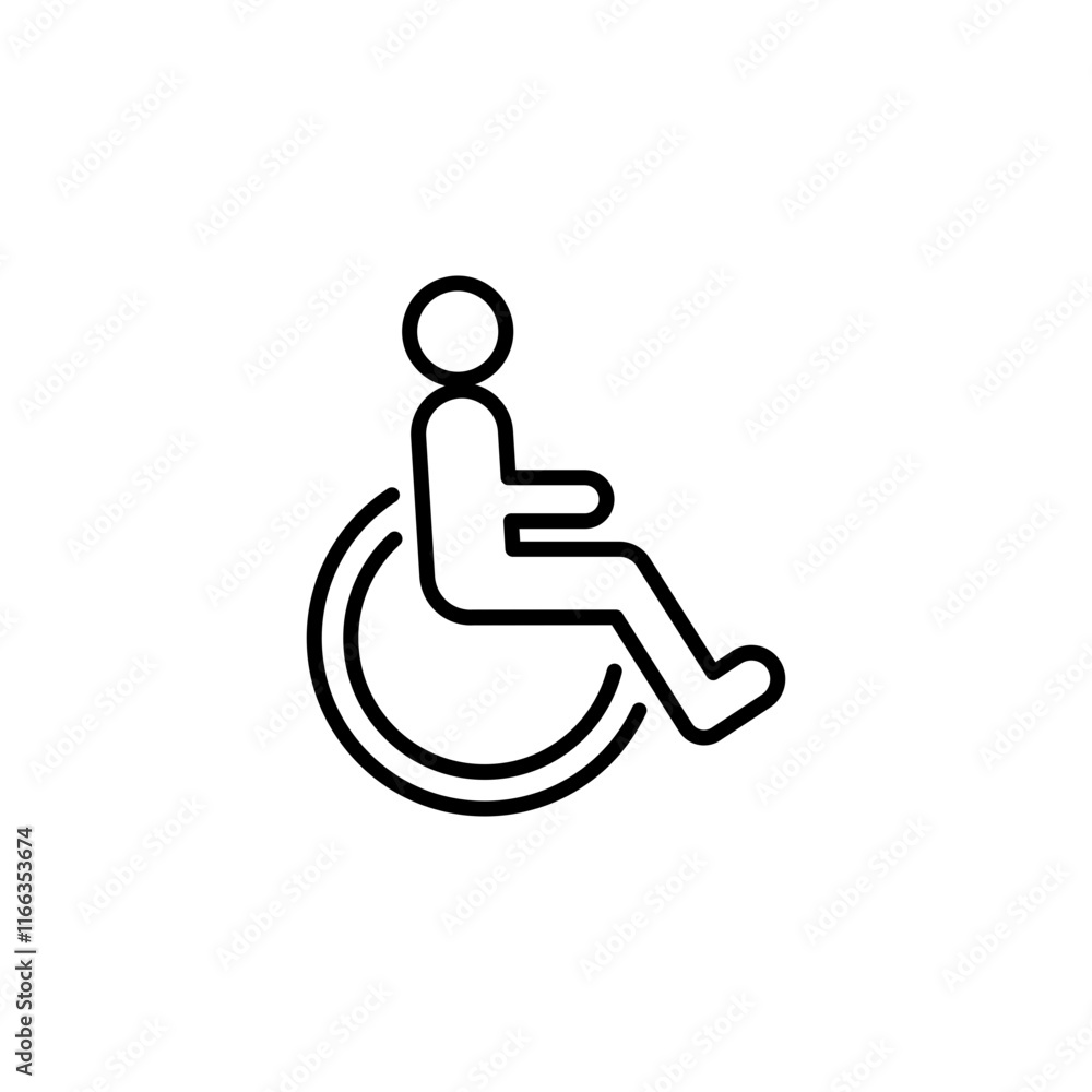 Disable, handicap line icon. Simple outline style. Symbol, chair, parking, wheel, access, person, pictogram, reserved, transport concept. Vector illustration isolated. SVG Disable, handicap line icon. Simple outline style. Symbol, chair, parking, wheel, access, person, pictogram, reserved, transport concept. Vector illustration isolated. SVG