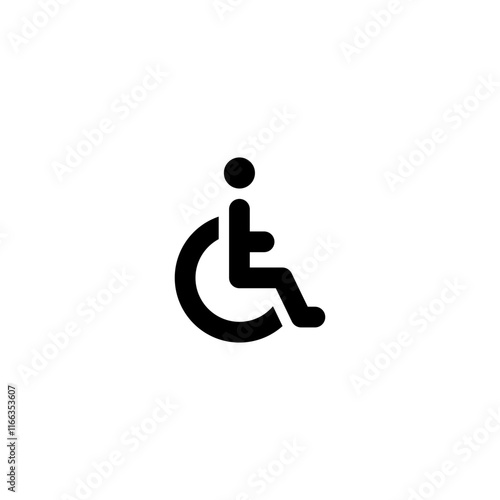 Disable, handicap glyph icon. Simple solid style. Symbol, chair, parking, wheel, access, person, pictogram, reserved, transport concept. Vector illustration isolated. SVG