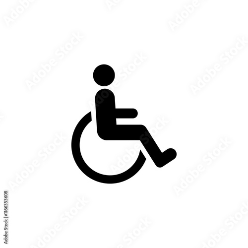 Disable, handicap glyph icon. Simple solid style. Symbol, chair, parking, wheel, access, person, pictogram, reserved, transport concept. Vector illustration isolated. SVG