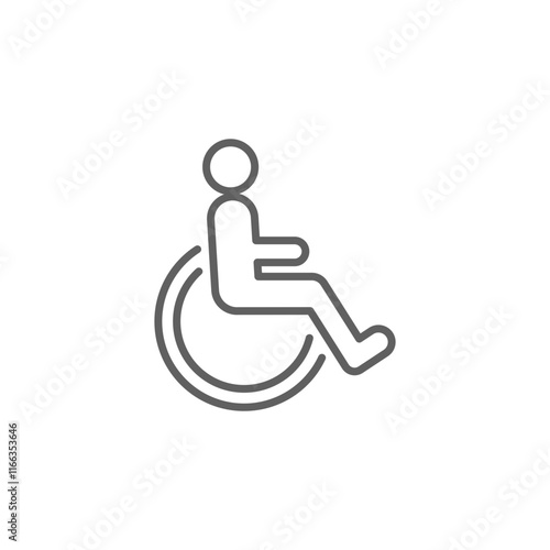Disable, handicap line icon. Simple outline style. Symbol, chair, parking, wheel, access, person, pictogram, reserved, transport concept. Vector editable stroke. SVG