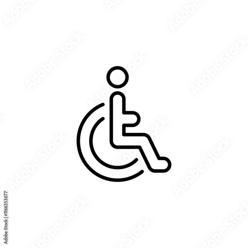 Disable, handicap line icon. Simple outline style. Symbol, chair, parking, wheel, access, person, pictogram, reserved, transport concept. Vector illustration isolated. SVG