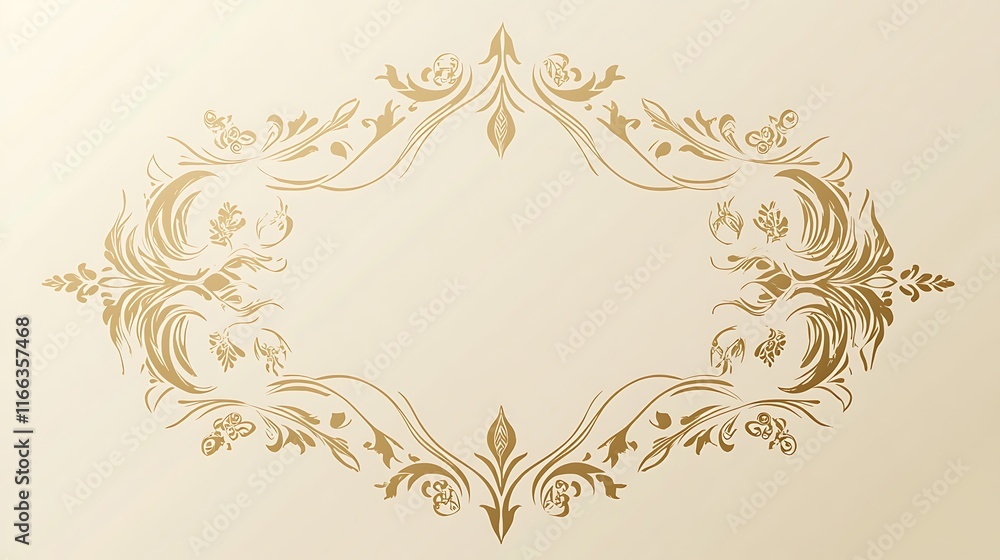 Elegant Golden Floral Frame Design Illustration