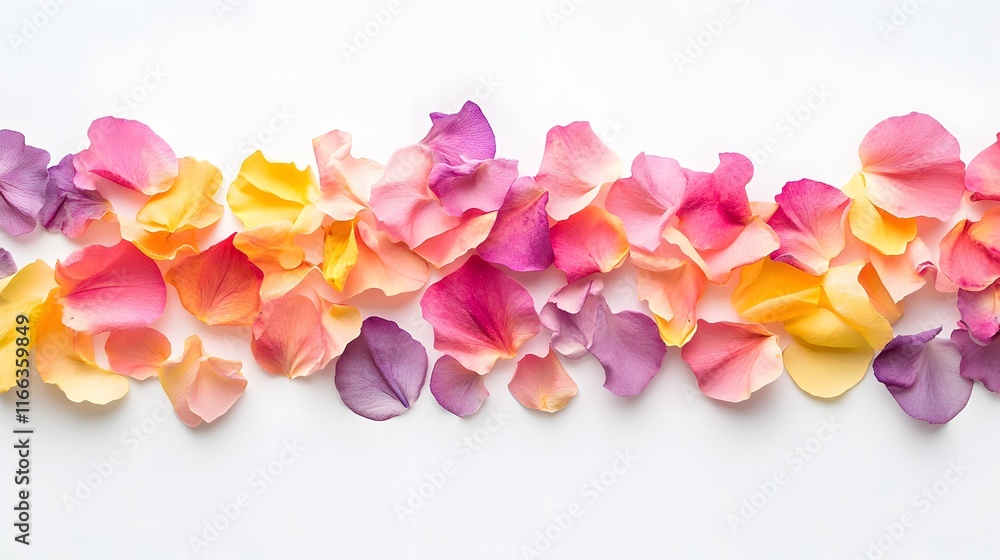 Fototapeta premium Colorful Rose Petals Arranged in a Gradient Pattern