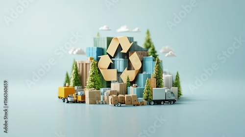 Obraz na płótnie Circular supply chain model, innovative sustainable warehousing, integrated recycling loops, promoting eco-friendly practices, enhancing resource efficiency w salonie