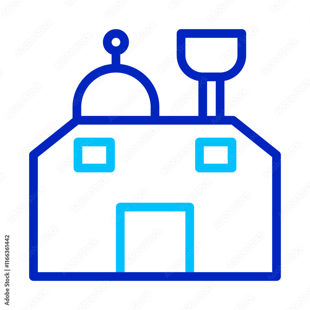 Observatory icon, astronomy research center. Concept of science, space, and exploration.