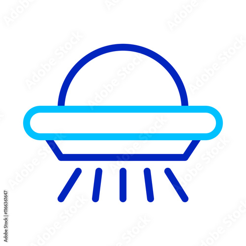 UFO icon in blue and white. Concept of alien, extraterrestrial, and unidentified.