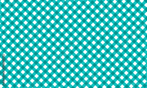 Seamless pattern with a classic gingham check design in shades of teal and white.