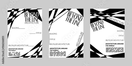 Abstract brutalism Poster Set, Cover Collection Template. Print Template for Flyer and Brochure. Streetwear Brutalism Poster Bundle. Event Template Vector.