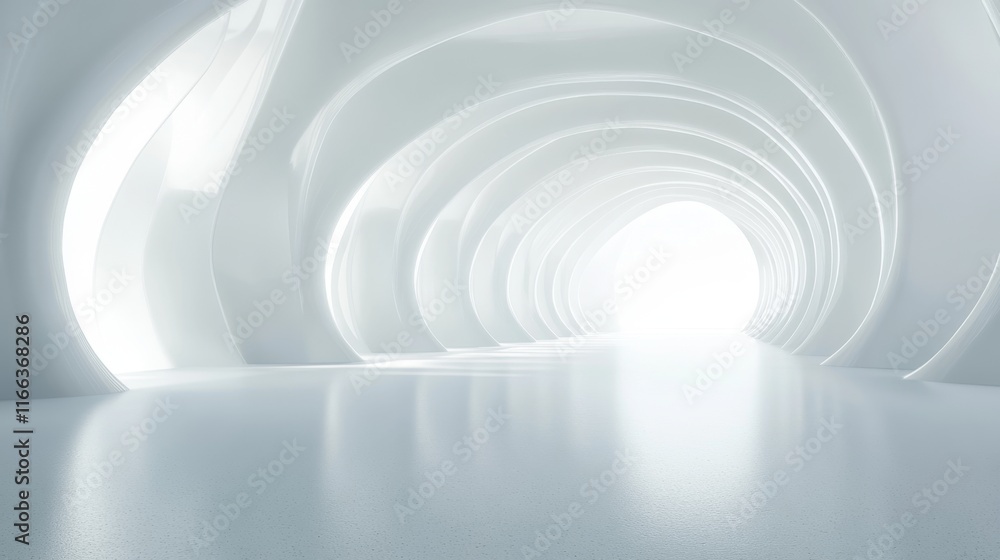 Fototapeta premium Abstract white tunnel with light at the end. (4)