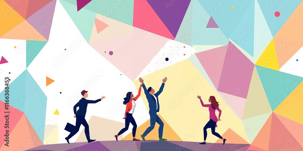 Abstract geometric shapes in vibrant colors creating a dynamic and inspiring background for business success and teamwork concepts, ideas, inspiration Abstract geometric shapes in vibrant colors creating a dynamic and inspiring background for business success and teamwork concepts, ideas, inspiration