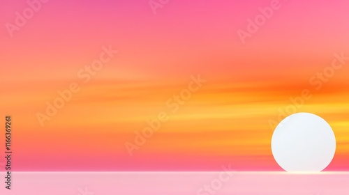 Serene sunset with vibrant pink and orange hues.