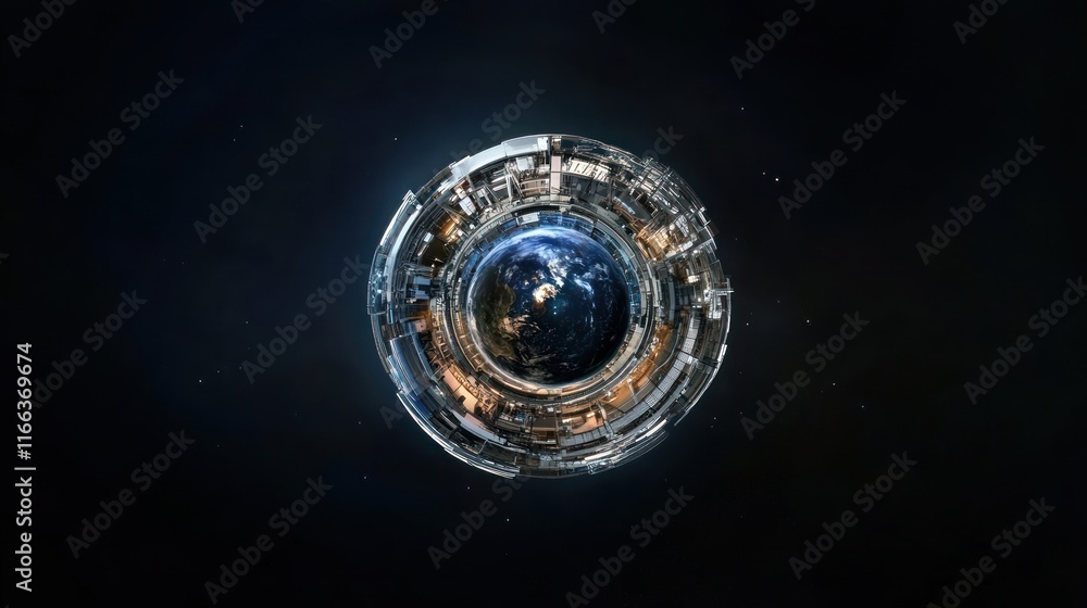 A futuristic depiction of Earth enclosed in a technological sphere, symbolizing innovation. A futuristic depiction of Earth enclosed in a technological sphere, symbolizing innovation.