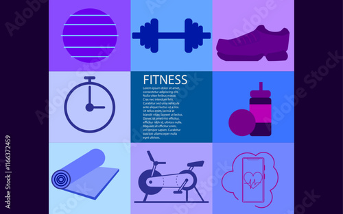 Posters for health and exercise in the media ,design template vector.