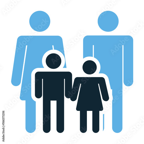 Minimalist Design of Parents and Children Representing Family Values, Togetherness or Love, and Unity, Perfect for Illustrations, Infographics, for Apps, Websites and Social Projects