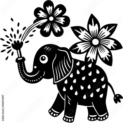 elephant with flowers photo