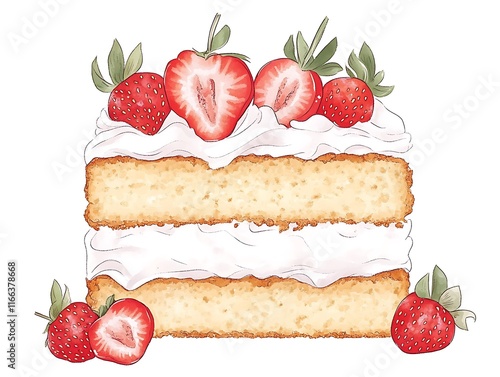 Wallpaper Mural A Delicious Strawberry Cake with Fresh Strawberries and Creamy Frosting Torontodigital.ca