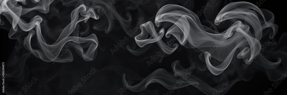 Obraz premium Abstract smoke swirls on a dark black background, thick, ethereal