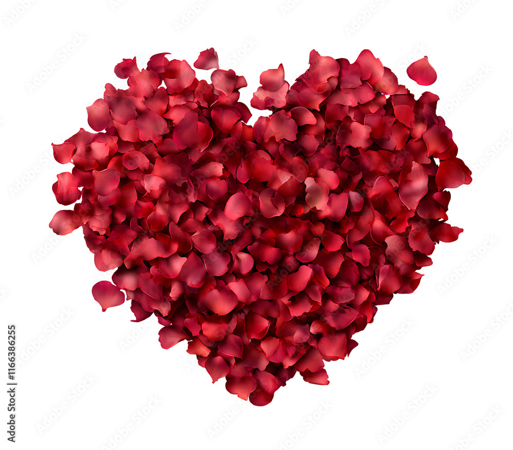 Red rose petals arranged in the shape of a heart, on a transparent background PNG Red rose petals arranged in the shape of a heart, on a transparent background PNG