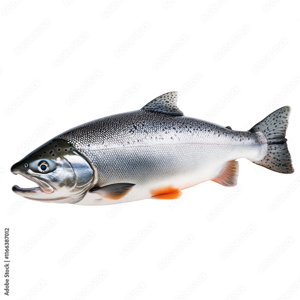 Naklejka premium Fresh Pacific Salmon Seafood Fish Aquatic Life Ocean Wildlife