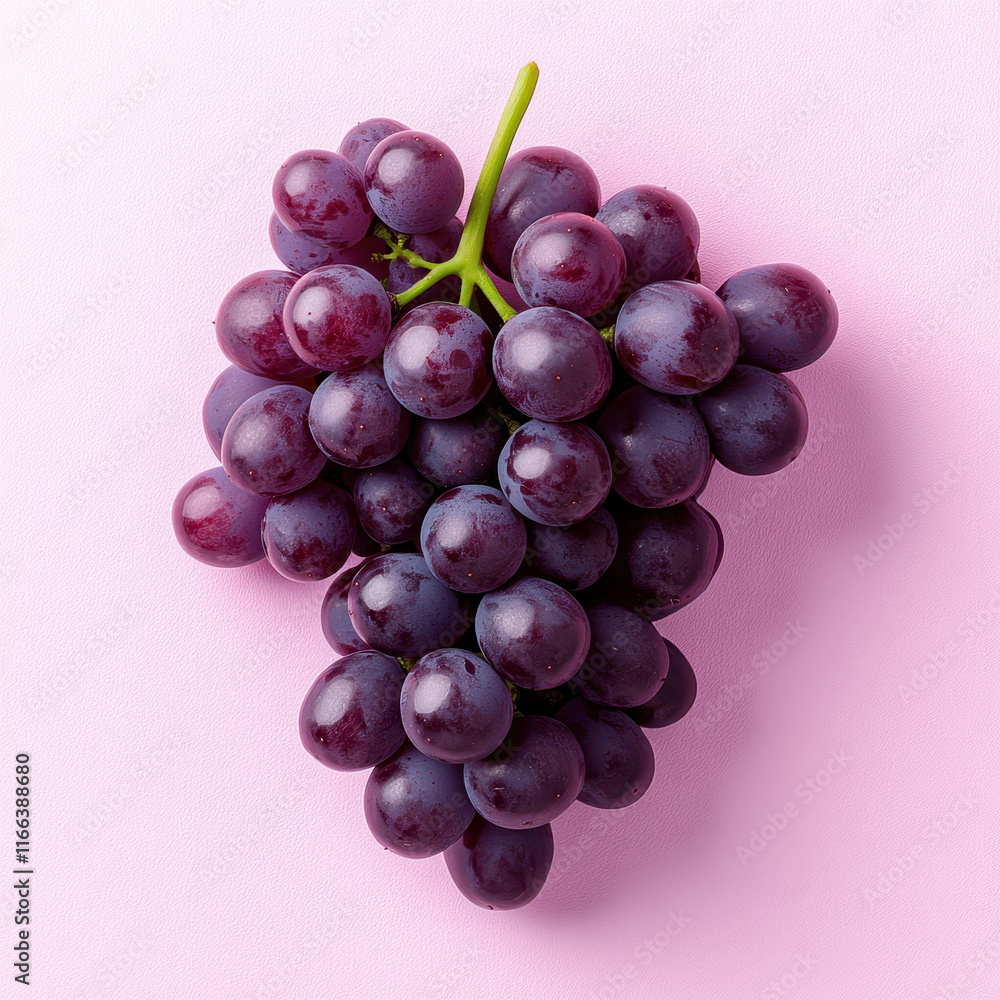 Fototapeta premium Fresh ripe purple grapes on pink background, vibrant and juicy