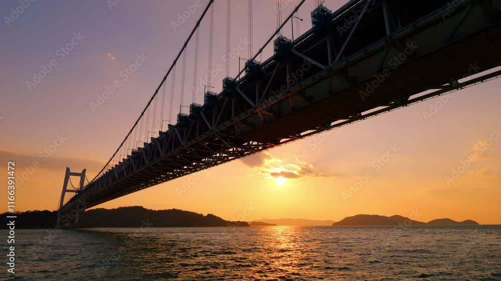 Beautiful view of big bridge on the sea, Great Seto Bridge in Okayama Prefecture in Japan, Travel or architecture Beautiful view of big bridge on the sea, Great Seto Bridge in Okayama Prefecture in Japan, Travel or architecture