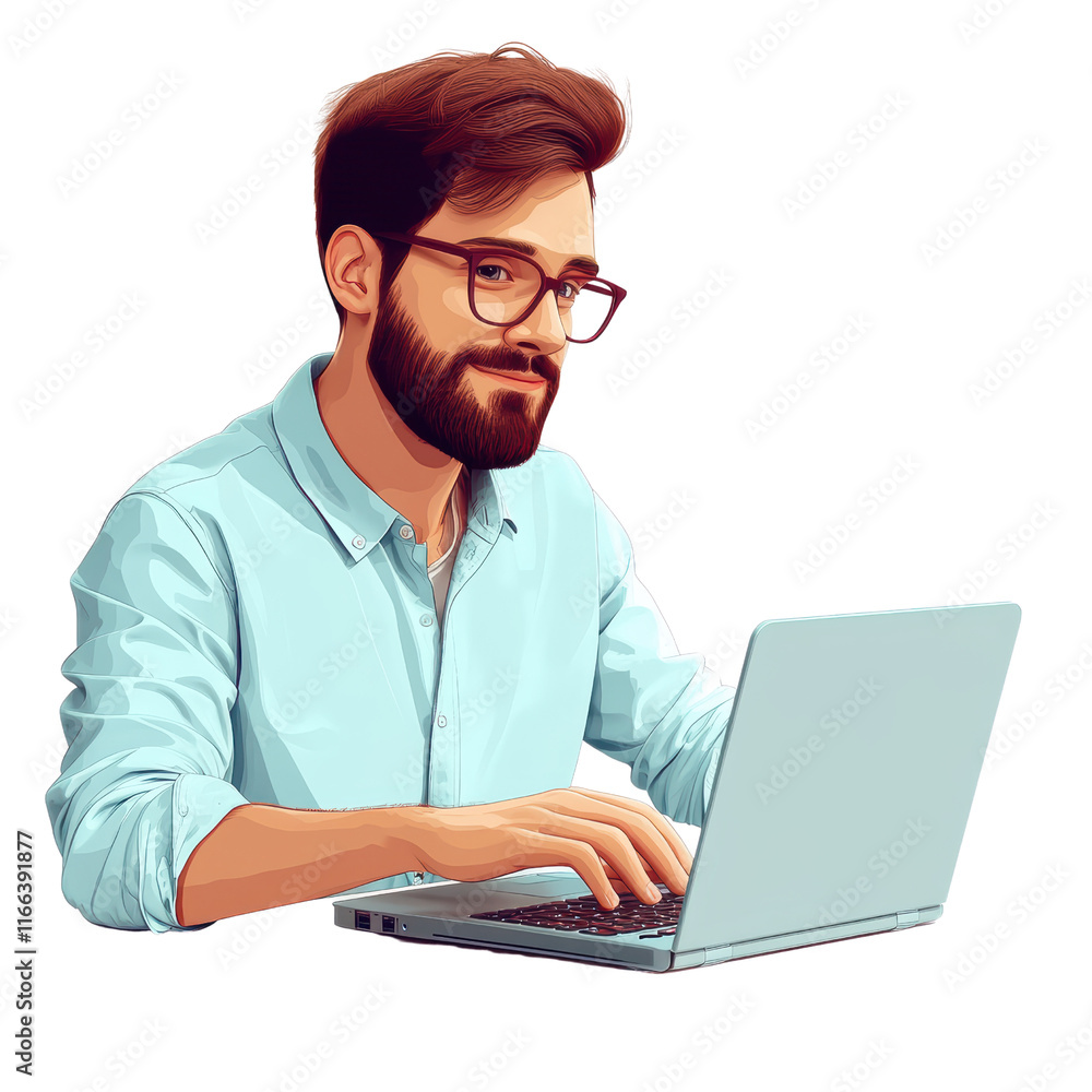 Creative professional working on laptop home office digital art indoor focused productivity isolated on transparent background Creative professional working on laptop home office digital art indoor focused productivity isolated on transparent background