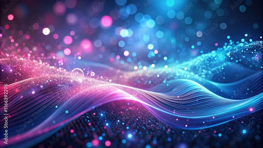 Abstract Glittering Wave Background with Vibrant Hues and Sparkling Particles Abstract Glittering Wave Background with Vibrant Hues and Sparkling Particles