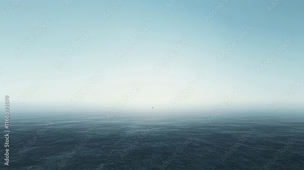 Fototapeta premium Endless ocean view under a soft blue sky at dawn.