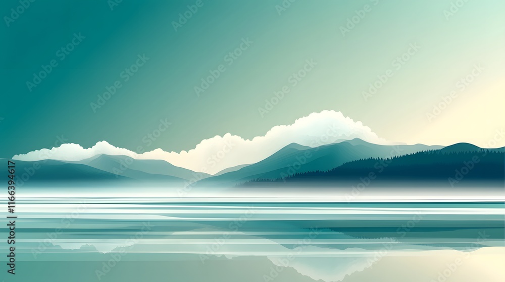 Vector graphic design, green tone, Generative AI Vector graphic design, green tone, Generative AI